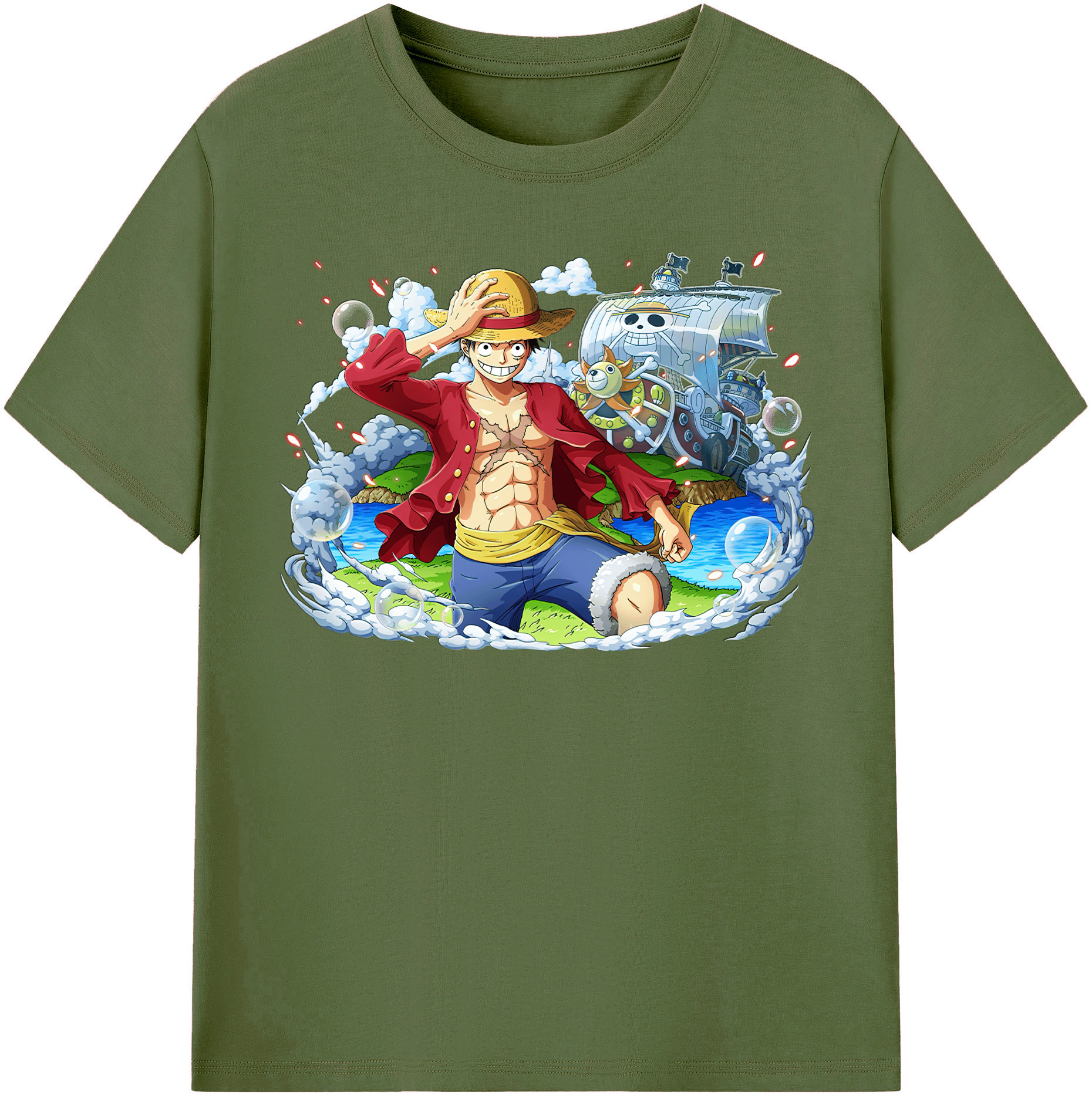 ワンピース モンキー・D・ルフィ ONE PIECE Monkey D. Luffy 綿100％半袖Tシャツ（フロントプリント）